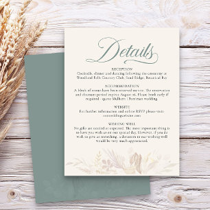 Carte D'accompagnement Sage Green Botanical Foliage Détails du Mariage