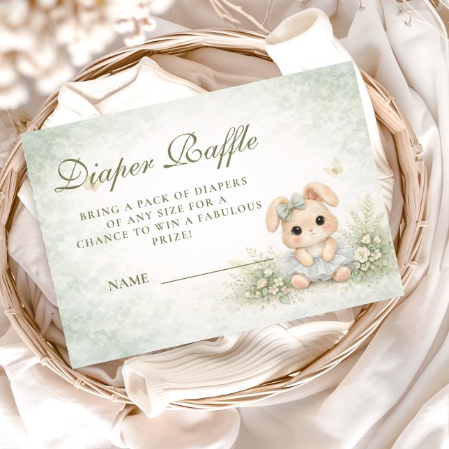 Carte D'accompagnement Sage Green Bunny Floral Diapper Raffle (Créateur téléchargé)