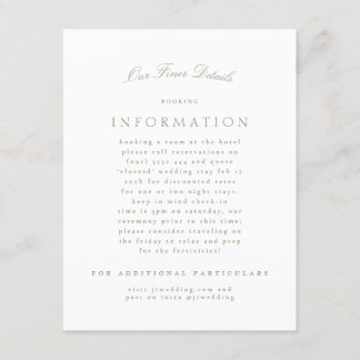 Carte D'accompagnement Sage Green Classic Élégant Mariage formel