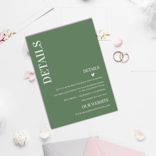 Carte D'accompagnement Sage Green Contemporain Moderne Détails du Mariage