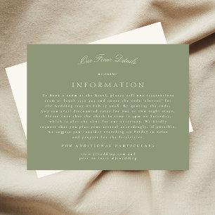 Carte D'accompagnement Sage Green Cream Elegant Script Détails du Mariage