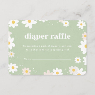 Carte D'accompagnement Sage Green Diaper Raffle Daisies