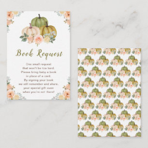 Carte D'accompagnement Sage Green et Peach Floral Citrouille Baby shower