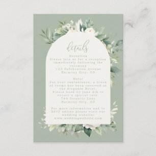 Carte D'accompagnement Sage Green Eucalyptus Floral Détails du Mariage