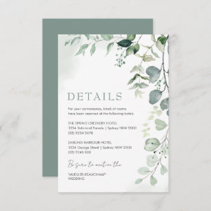 Carte D'accompagnement Sage Green Eucalyptus Garden Détails de mariage