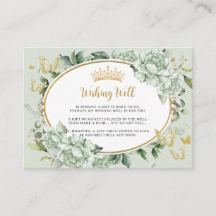 Carte D'accompagnement Sage Green Fleurs Florales Papillons Quinceañera