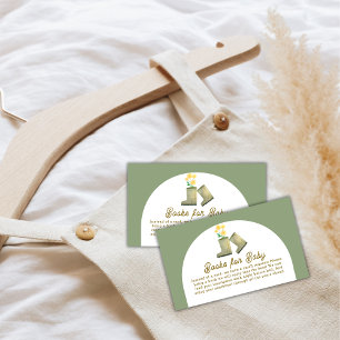 Carte D'accompagnement Sage Green Floral Boots Livres Pour Baby shower