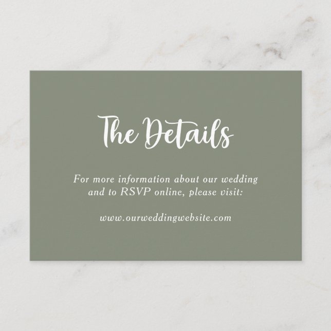 Carte D'accompagnement Sage Green Floral Botanogram Nom du couple (Devant)