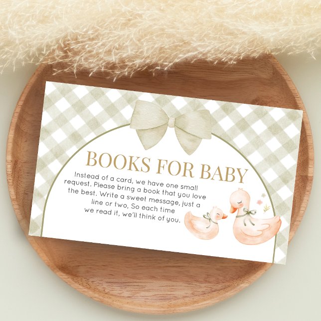 Carte D'accompagnement Sage Green Gingham Goose Shower Books for Baby (Silly Goose Baby Shower Books for Baby)