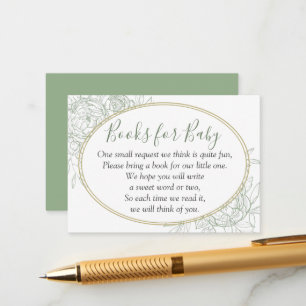 Carte D'accompagnement Sage Green & Gold Floral Baby shower Demande de ré