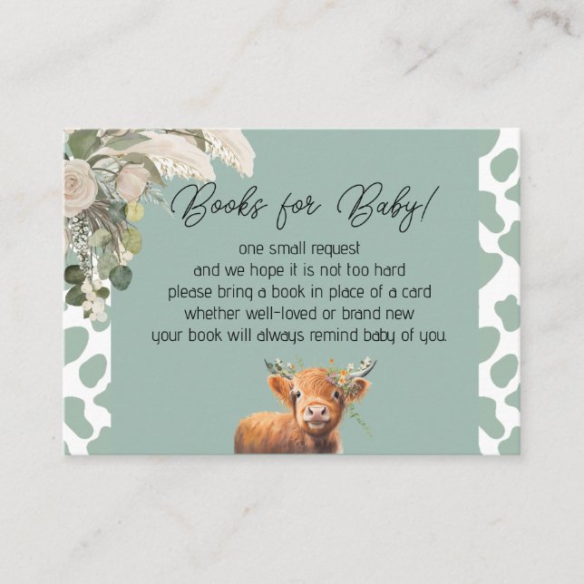 Carte D'accompagnement Sage Green Holy Cow Books for Baby shower (Devant)