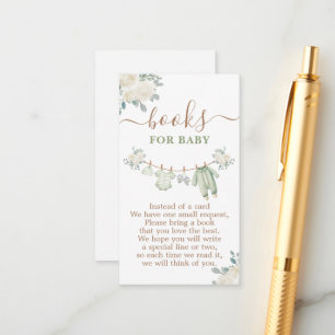Carte D'accompagnement Sage Green Livres de Baby shower pour bébé