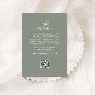 Carte D'accompagnement Sage Green Luxe QR Code Mariage Détails de l'inv