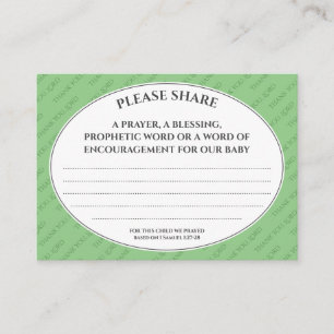Carte D'accompagnement Sage Green PRIÈRES POUR NOTRE Baby shower