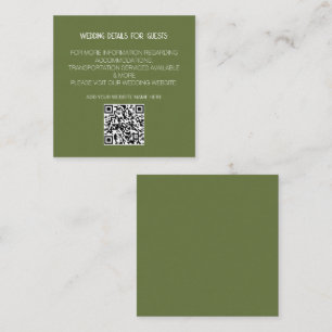 Carte D'accompagnement Sage Green QR Code Moderne Détails Mariage Minimal