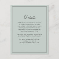 Sage Green Simple Elegant Wedding Info Détails