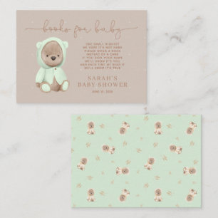 Carte D'accompagnement Sage Green Teddy Bear Baby shower Demande