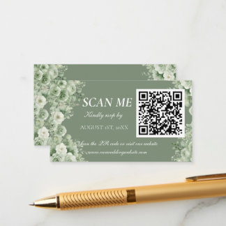 Carte D'accompagnement Sage Green White Floral Wedding RSVP 