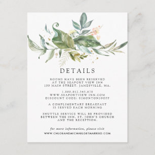 Carte D'accompagnement Sage Green White Gold Botanical Détails sur l'invi