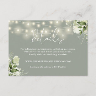 Carte D'accompagnement Sage Greenery String Lights Détails du Mariage