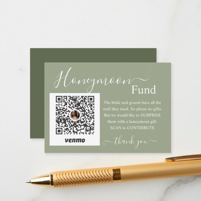 Carte D'accompagnement Sage Honeymoon Fund Registry Enclosure Card (Devant/Arrière en situation)