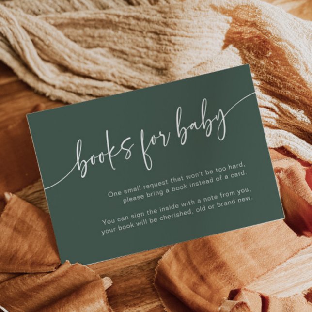 Carte D'accompagnement Sage Livres verts pour Baby Insert Card Modern Boy (Créateur téléchargé)