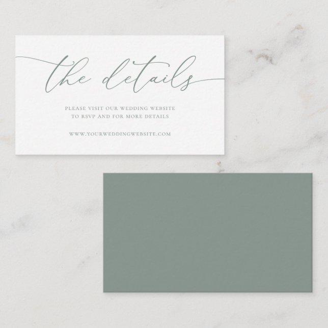Carte D'accompagnement Sage Olive Green Modern Minimalist Wedding (Devant / Derrière)
