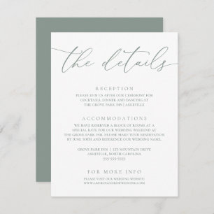 Carte D'accompagnement Sage Olive Green Moderne Minimaliste Mariage Enclo