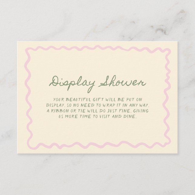 Carte D'accompagnement Sage Pink Whimsical Handwritten Display Shower (Devant)