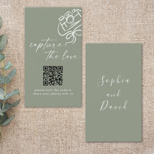 Carte D'accompagnement Sage Vert Mariage moderne Capture Le Code QR d'amo