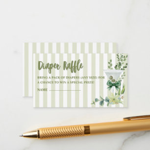 Carte D'accompagnement Sage vert martini Baby shower Déchets Raffle
