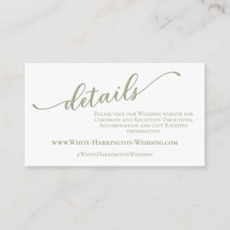 Carte D'accompagnement Sage vert moderne simple minimaliste site mariage