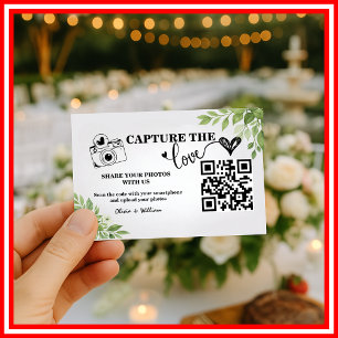 Carte D'accompagnement Sage Vert verdure Capturer L'Amour QR Mariage