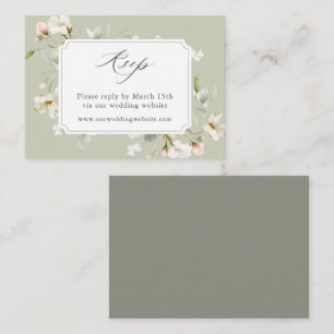 Carte D'accompagnement Sage White Blush Floral Mariage Website RSVP