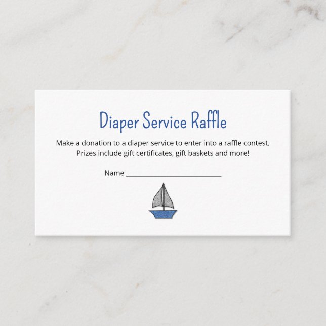 Carte D'accompagnement Sailboat Baby Boy Shower Diaper Service Raffle (Devant)