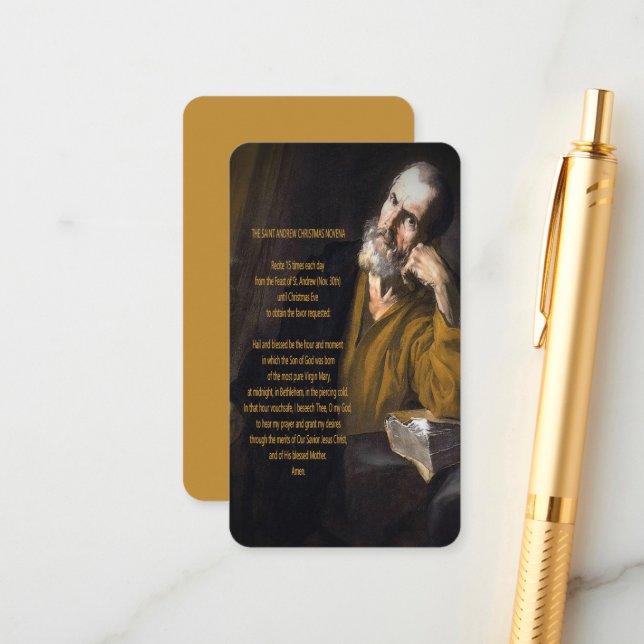 Carte D'accompagnement Saint Andrew Christmas Novena (Devant/Arrière en situation)