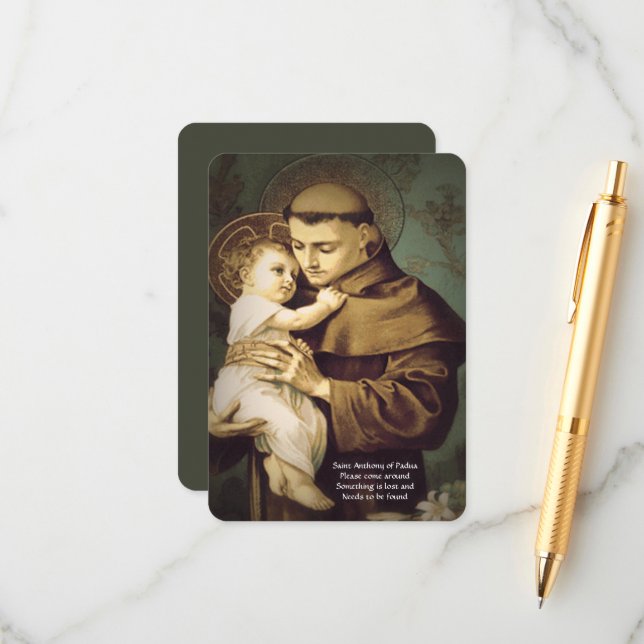 Carte D'accompagnement Saint Anthony Prière de Restauration des objets pe (Devant/Arrière en situation)