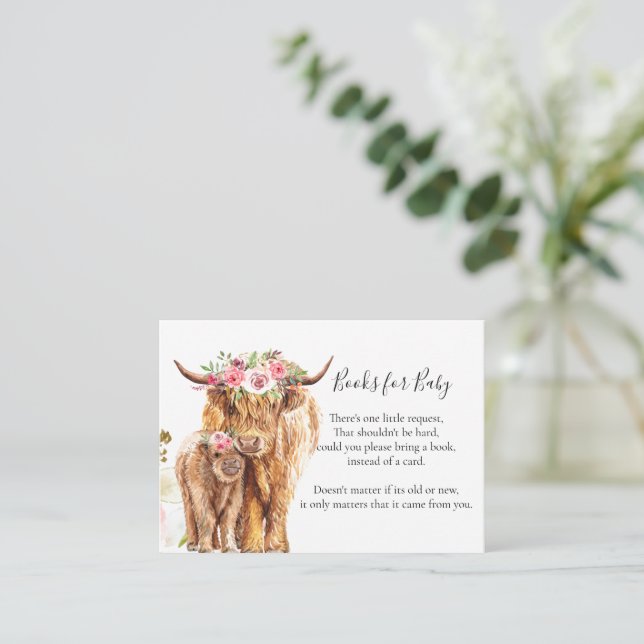 Carte D'accompagnement Saint Baby shower de la vache Boho Highland Calf (Debout devant)