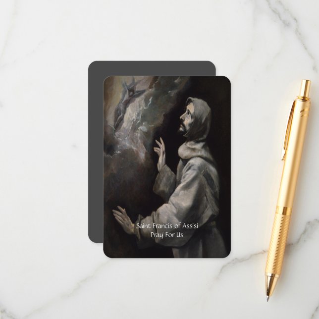 Carte D'accompagnement Saint François d'Assise Prière de Sérénité (Devant/Arrière en situation)