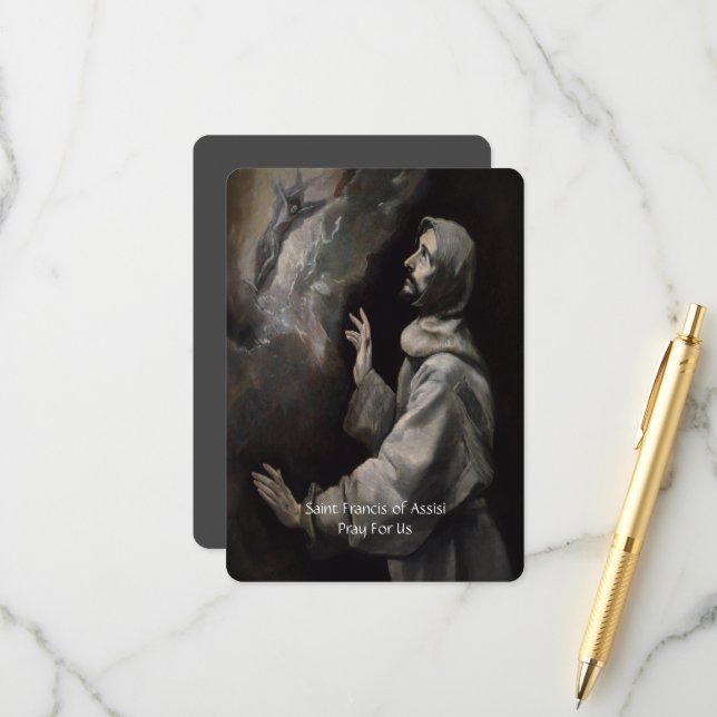 Carte D'accompagnement Saint François d'Assise Prière de Sérénité (Devant/Arrière en situation)