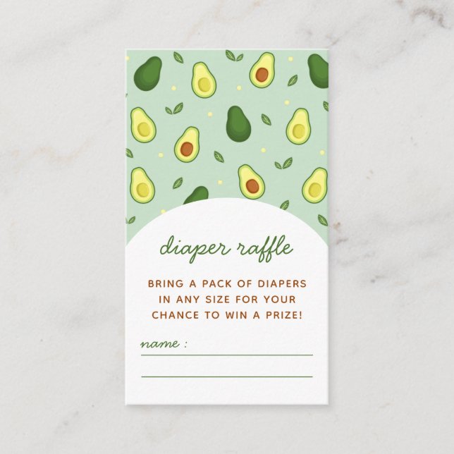 Carte D'accompagnement Saint Guacamole Avocado Baby shower Déchets Raffle (Devant)