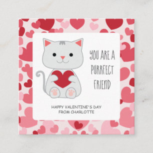 Carte D'accompagnement Saint-Valentin de la classe de chat ami parfait