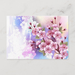 Carte D'accompagnement Sakura rose sur fond de peinture