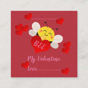 Carte D'accompagnement Salle de classe pour enfants Valentine "Bee Mine"