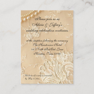 Carte D'accompagnement Salle de réception de mariage dentelle et perles