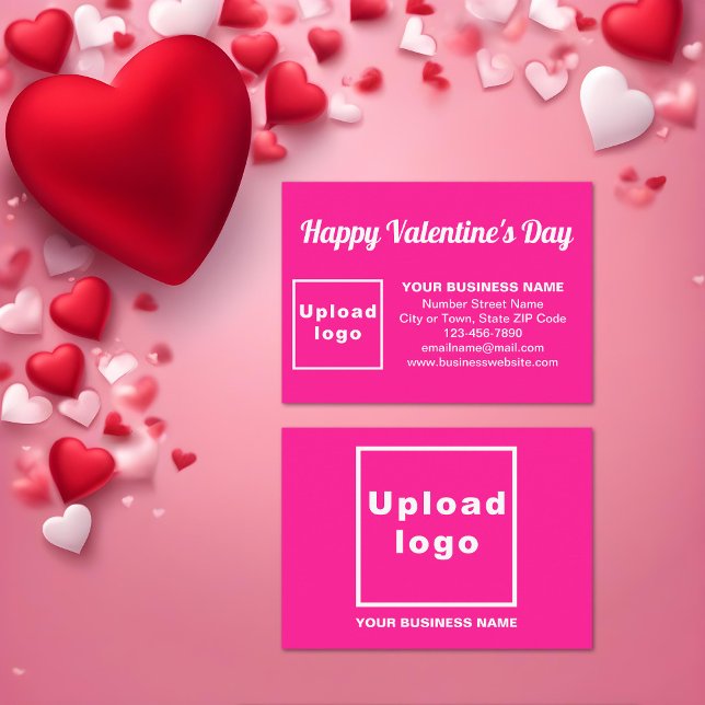 Carte D'accompagnement Salutation de Saint-Valentin en rose (Business Valentine pink enclosure card. Front and back sides.)