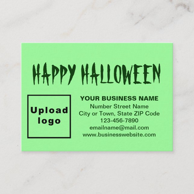 Carte D'accompagnement Salutation d'Halloween d'affaires sur vert clair (Devant)