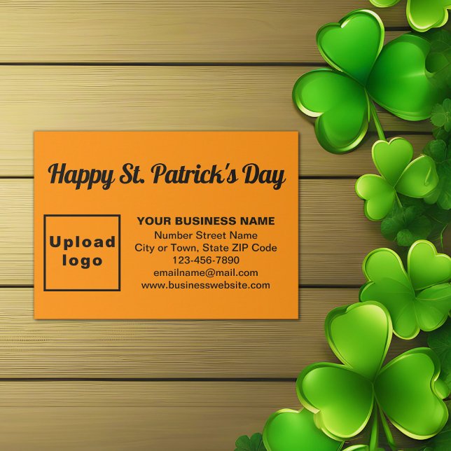 Carte D'accompagnement Salutation Saint Patrick d'affaires en couleur ora (Orange Saint Patrick business enclosure card)