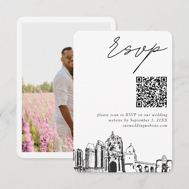 Carte D'accompagnement San Diego Mariage moderne RSVP QR Code (Devant / Derrière)