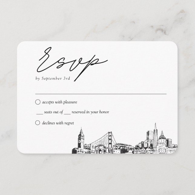 Carte D'accompagnement San Francisco Mariage traditionnel RSVP (Devant)